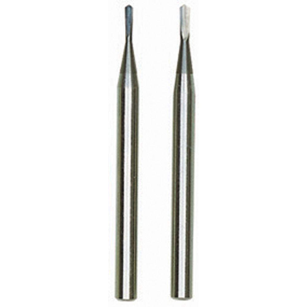 2 forets-fraises en m&eacute;tal renforc&eacute; (forme de lance) &oslash; 0,6 et 0,8 mm PROXXON