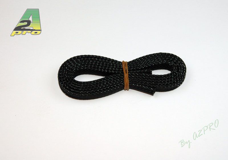 Gaine tress&eacute;e extensible passe-fil noire 6mm (1m) - 170060