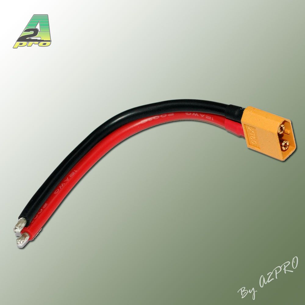 Cordon XT60 m&acirc;le avec fils 12 cm AWG14