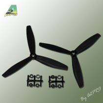 H&eacute;lice Gemfan Tripale  fibre 6x4 demi bullnose noir (2 pcs)