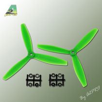 H&eacute;lice Gemfan Tripale fibre 6x4 demi bullnose vert (2 pcs)