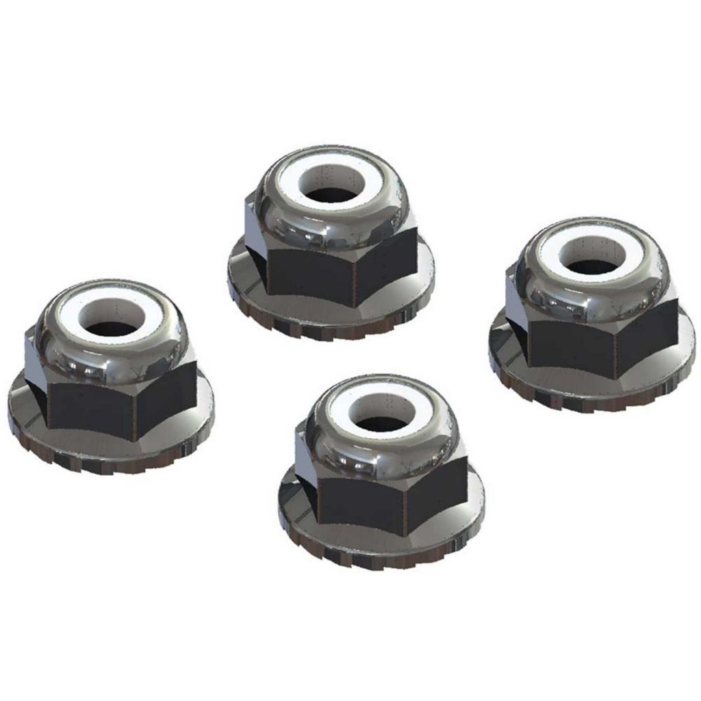 AR708008 Flanged Nyloc Locknut 4mm Silver (4) - HORIZON HOBBY - R&eacute;f&eacute;rence: ARAC9699