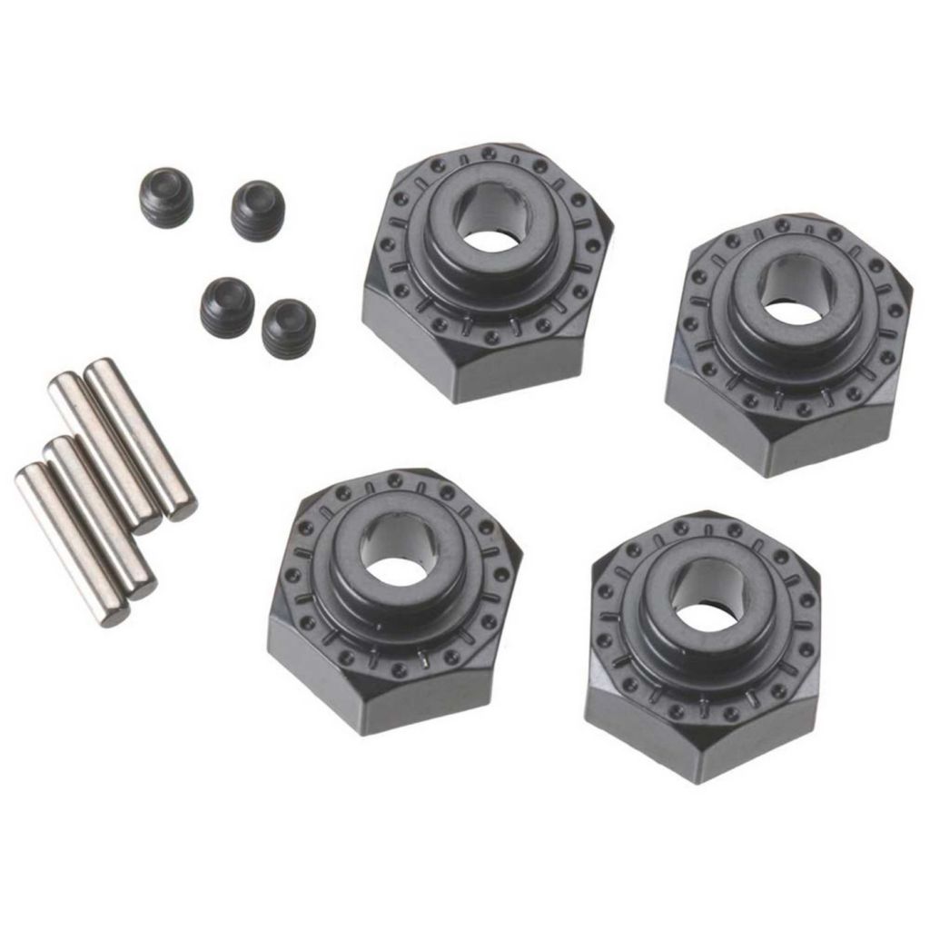 AX30429 Aluminum Hex Hub 12mm Black (4) - HORIZON HOBBY - R&eacute;f&eacute;rence: AXIC0429