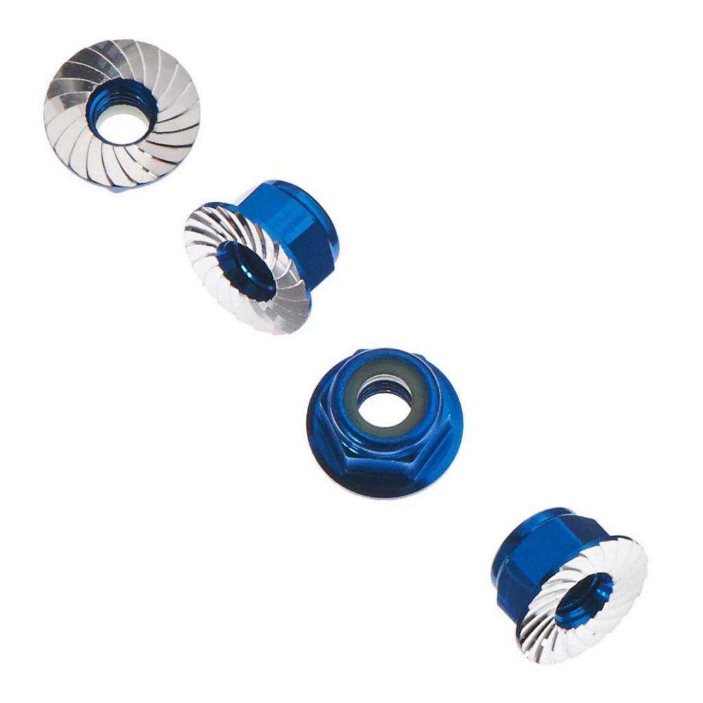 AXA1046 Wheel Nut M4 Serrated Blue (4) - HORIZON HOBBY - R&eacute;f&eacute;rence: AXIC1046