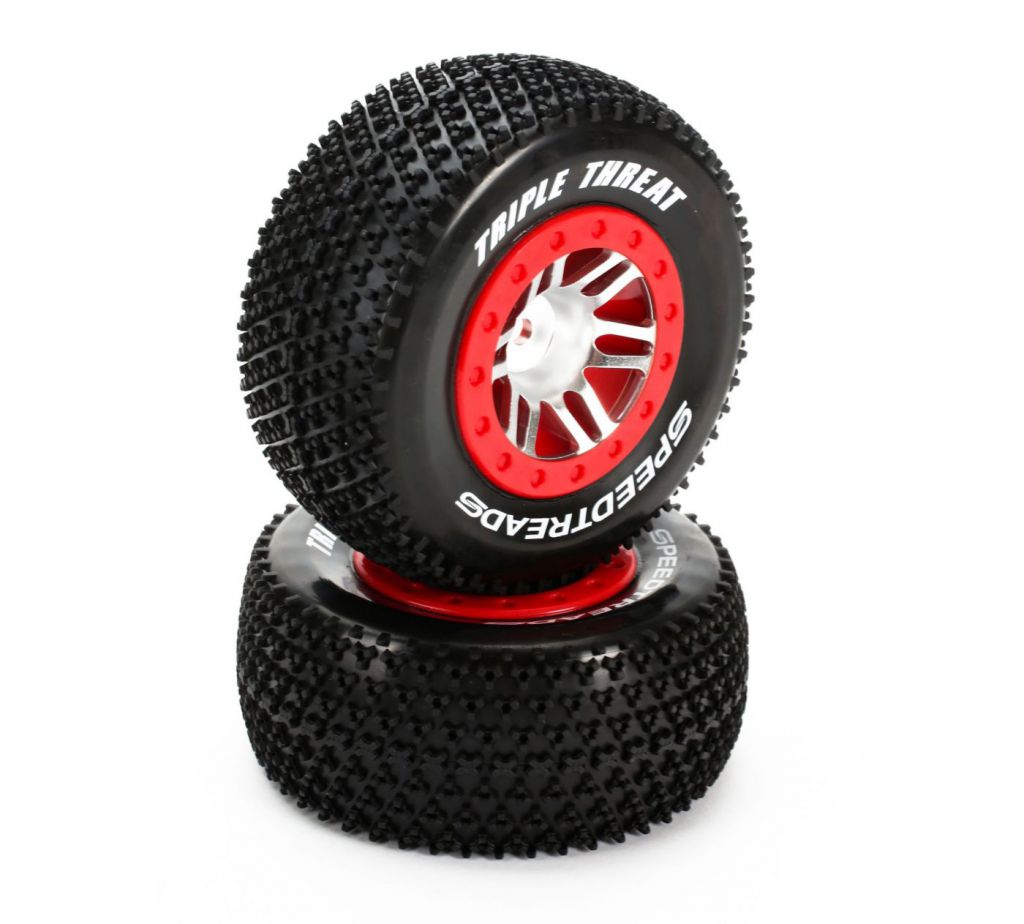 Pneus Speedtreads Triple Threat SC mont&eacute;s sur jantes avant Slash (2) - HORIZON HOBBY - R&eacute;f&eacute;rence: DYN5128