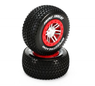Pneus Speedtreads Triple Threat SC mont�s sur jantes avant Slash (2) - HORIZON HOBBY - R�f�rence: DYN5128