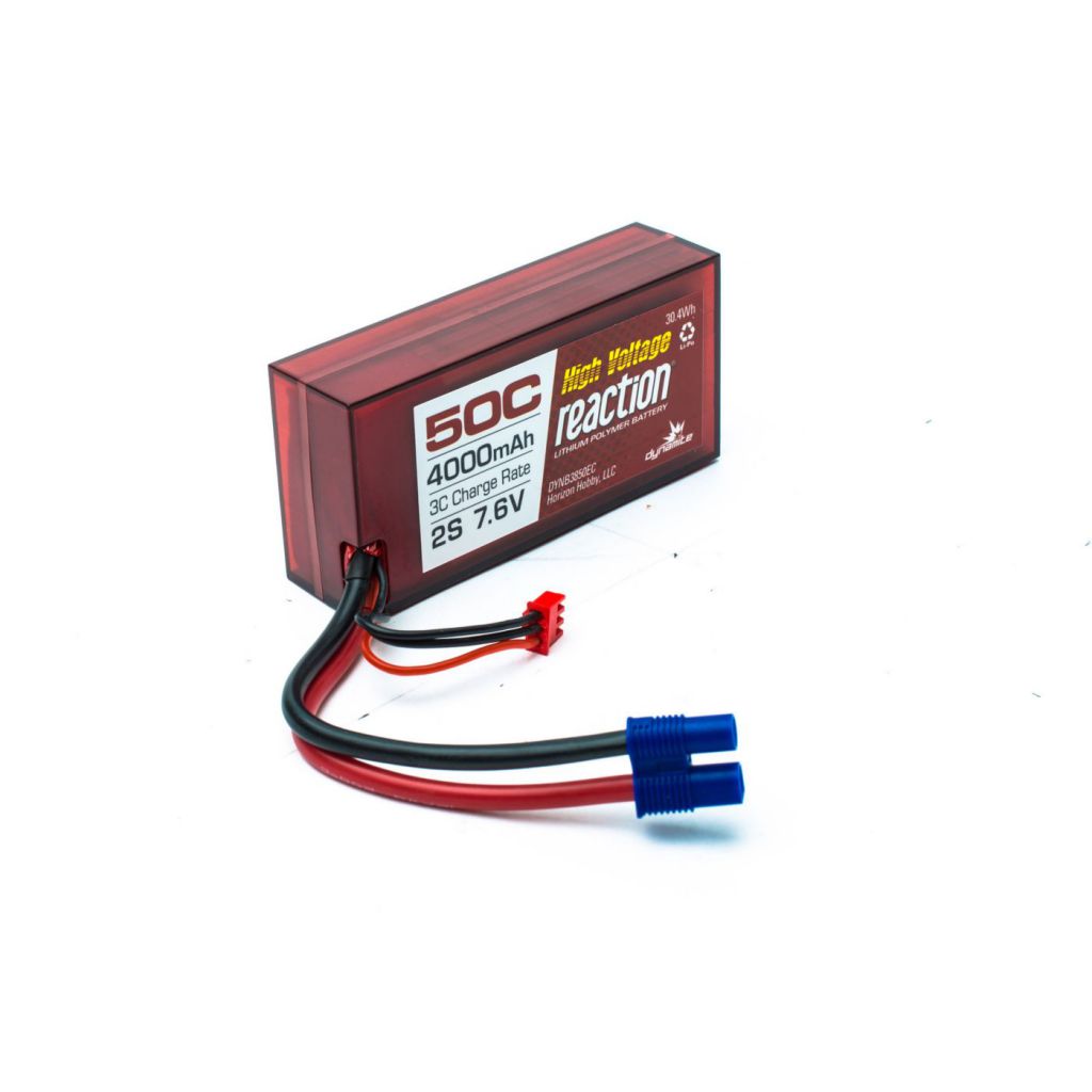 Batterie Li-Po Reaction HV 2S 7,6V 4000mA 50C, Boitier rigide: 96mm - HORIZON HOBBY - R&eacute;f&eacute;rence: DYNB3850EC