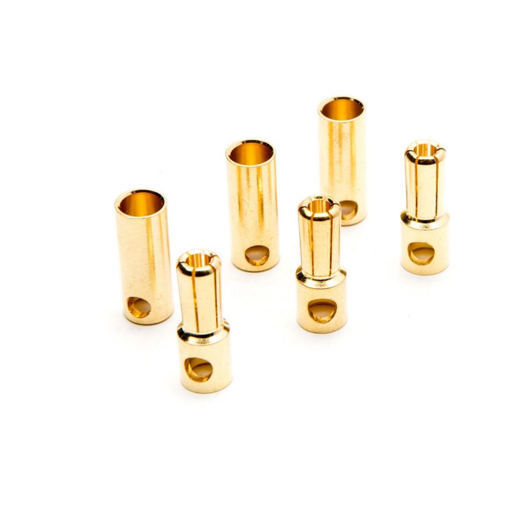 Set de connecteurs cylindriques plaqu&eacute;s or diam. 5,5mm (3) - HORIZON HOBBY - R&eacute;f&eacute;rence: DYNC0089