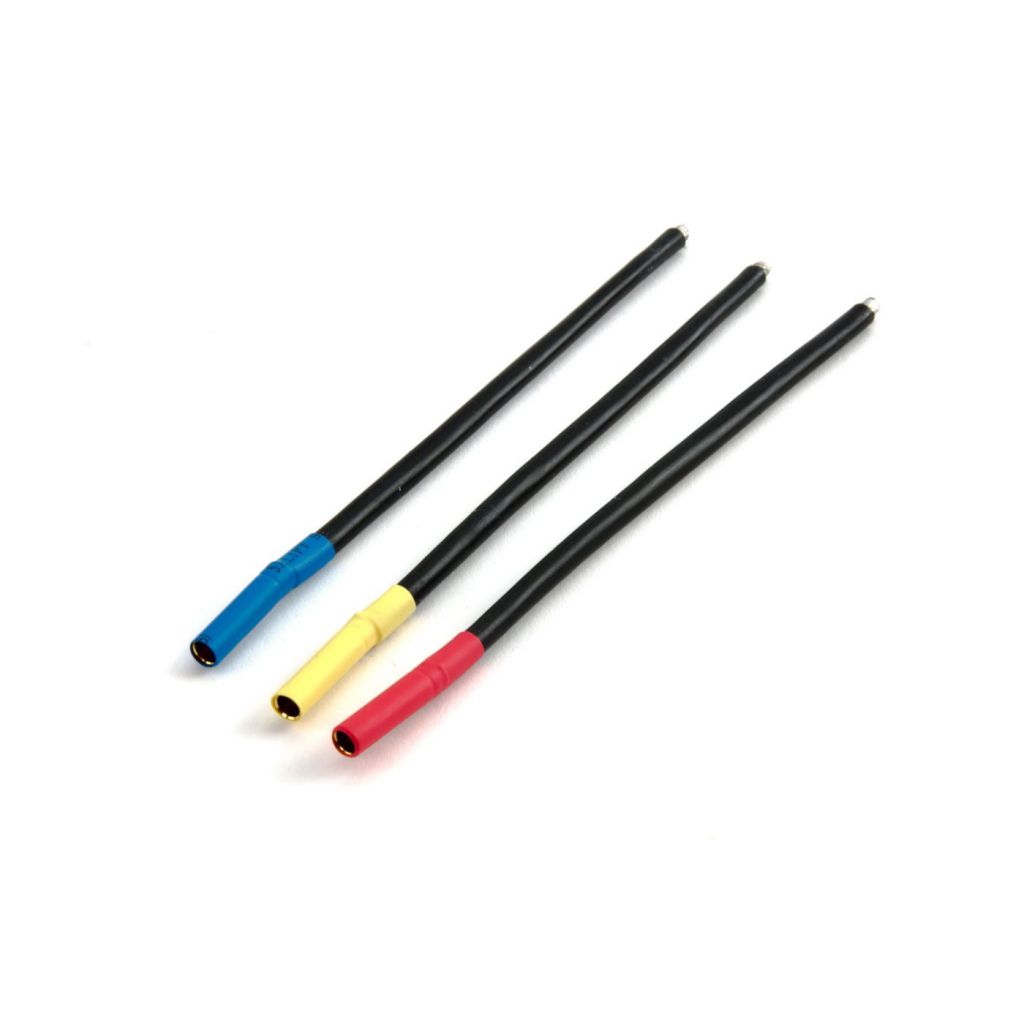 Set de c&acirc;bles pour moteur brushless, connecteurs cylindriques Femelles 4mm, Bleu/Jaune/Orange - HORIZON HOBBY - R&eacute;f&eacute;rence: DYNC0