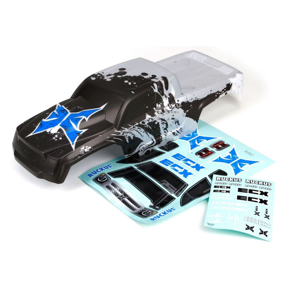 Body, Charcoal/Silver: 1/10 2wd Ruckus - HORIZON HOBBY - R&eacute;f&eacute;rence: ECX230002