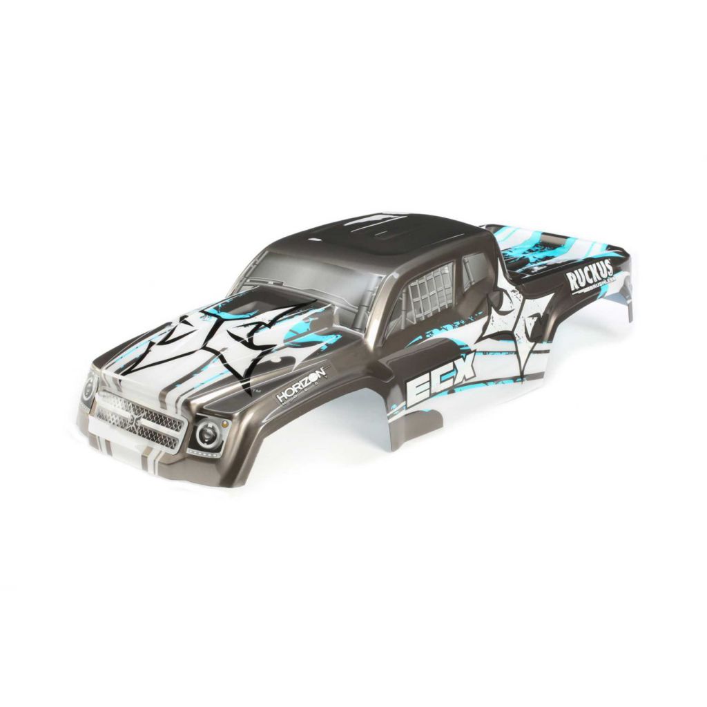 Body, Gunmetal/Blue: 1/10 2WD/4WD Ruckus - HORIZON HOBBY - R&eacute;f&eacute;rence: ECX230030