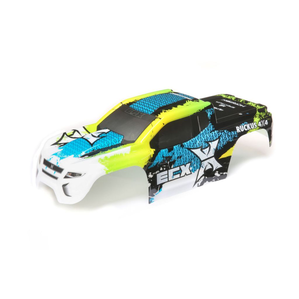 Body, Green/Blue: 1/10 2wd & 4wd Ruckus - HORIZON HOBBY - R&eacute;f&eacute;rence: ECX230035