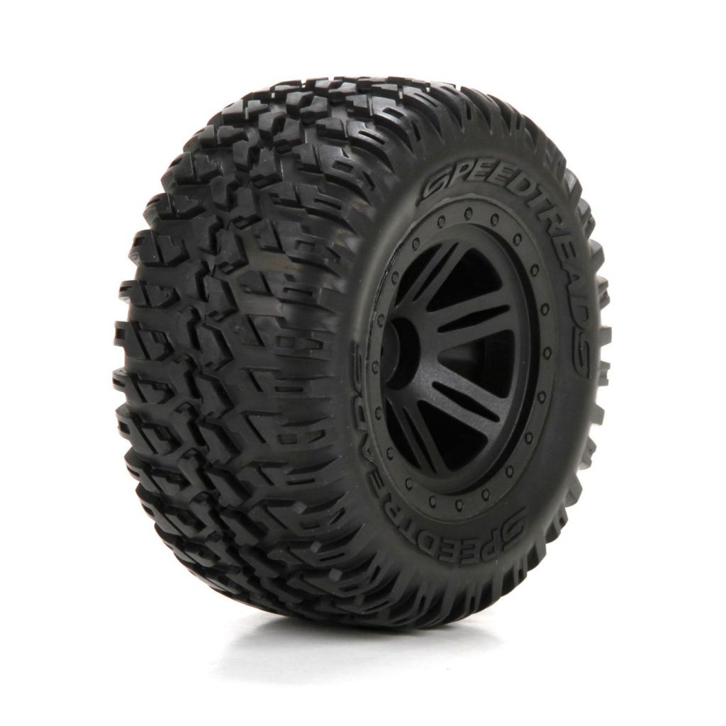 AMP MT/DB 1/10 - Pneus av/arr mont&eacute;s sur jantes noires (2) - HORIZON HOBBY - R&eacute;f&eacute;rence: ECX43012