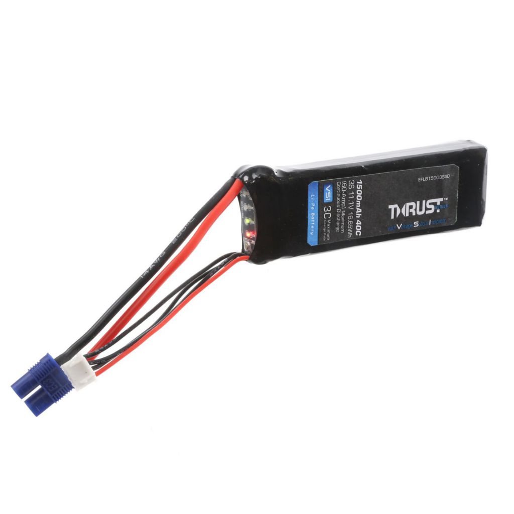E-FLITE Batterie Li-Po 3S 11,1V 1500mA 40C avec DEL, EC3 - HORIZON HOBBY - R&eacute;f&eacute;rence: EFLB15003S40