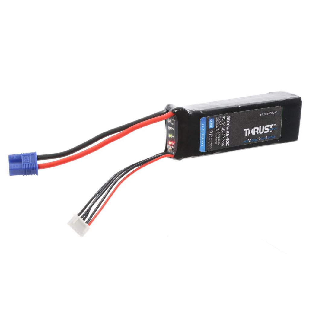 Batterie Li-Po 4S 14,8V 1500mA 40C avec DEL, EC3 - HORIZON HOBBY - R&eacute;f&eacute;rence: EFLB15004S40