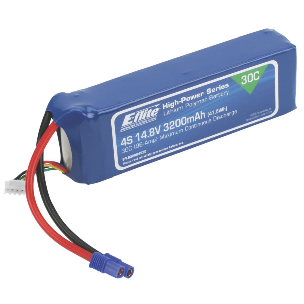 Accu Li-Po 3200mAh 4S 14.8V 30C, 12AWG EC3 - HORIZON HOBBY - R&eacute;f&eacute;rence: EFLB32004S30
