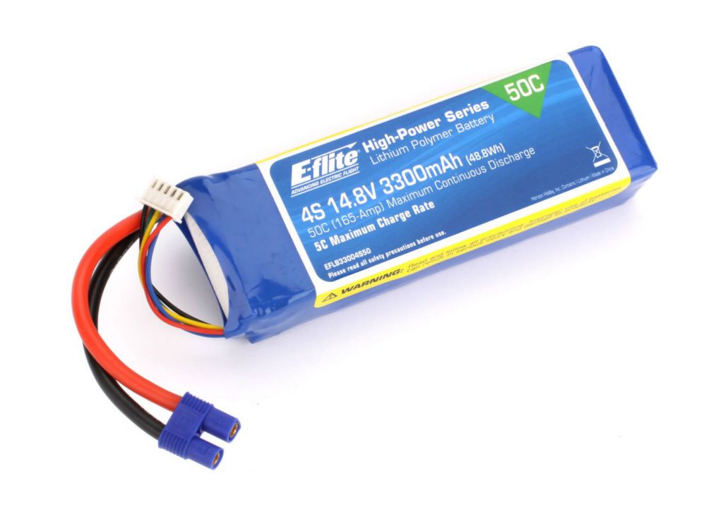 Accu LiPo 14,8V 4S 3300mA 50C, prise EC3 - HORIZON HOBBY - R&eacute;f&eacute;rence: EFLB33004S50