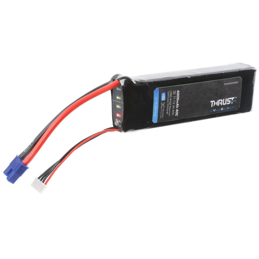 Batterie Li-Po 3S 11,1V 4000mA 40C avec DEL, EC3 - HORIZON HOBBY - R&eacute;f&eacute;rence: EFLB40003S40