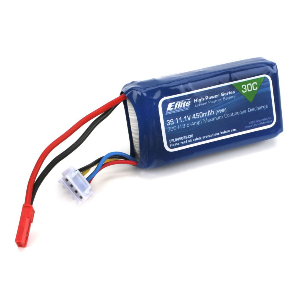 Accu Li-Po 450mAh 3S 11.1V 30C, 18AWG JST - HORIZON HOBBY - R&eacute;f&eacute;rence: EFLB4503SJ30