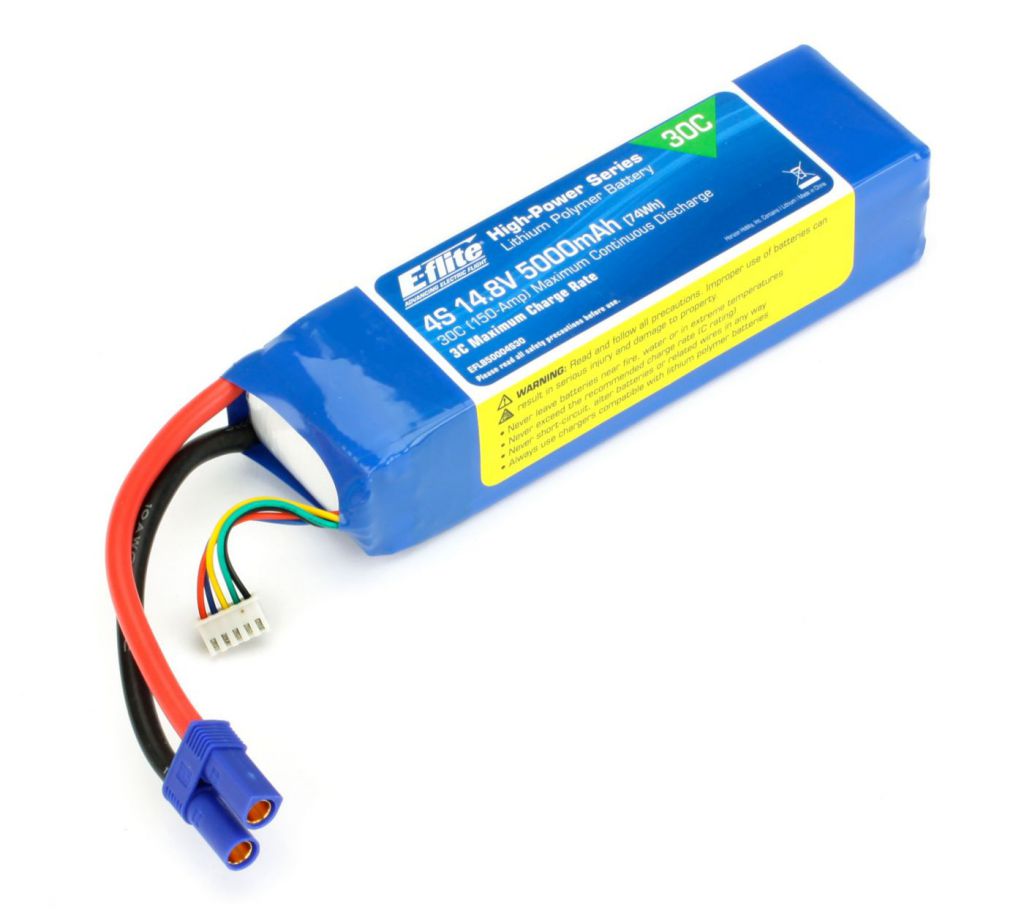 Batterie Li-Po 14,8V 4S 5000mA 30C avec prise EC5 - HORIZON HOBBY - R&eacute;f&eacute;rence: EFLB50004S30