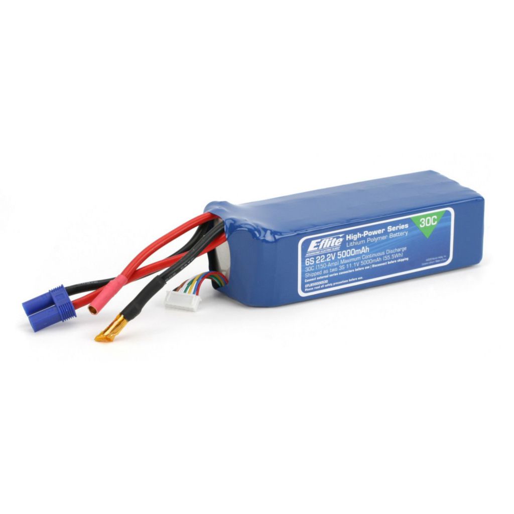 Accu Li-Po 5000mAh 6S 22.2V 30C, 10AWG EC5 - HORIZON HOBBY - R&eacute;f&eacute;rence: EFLB50006S30