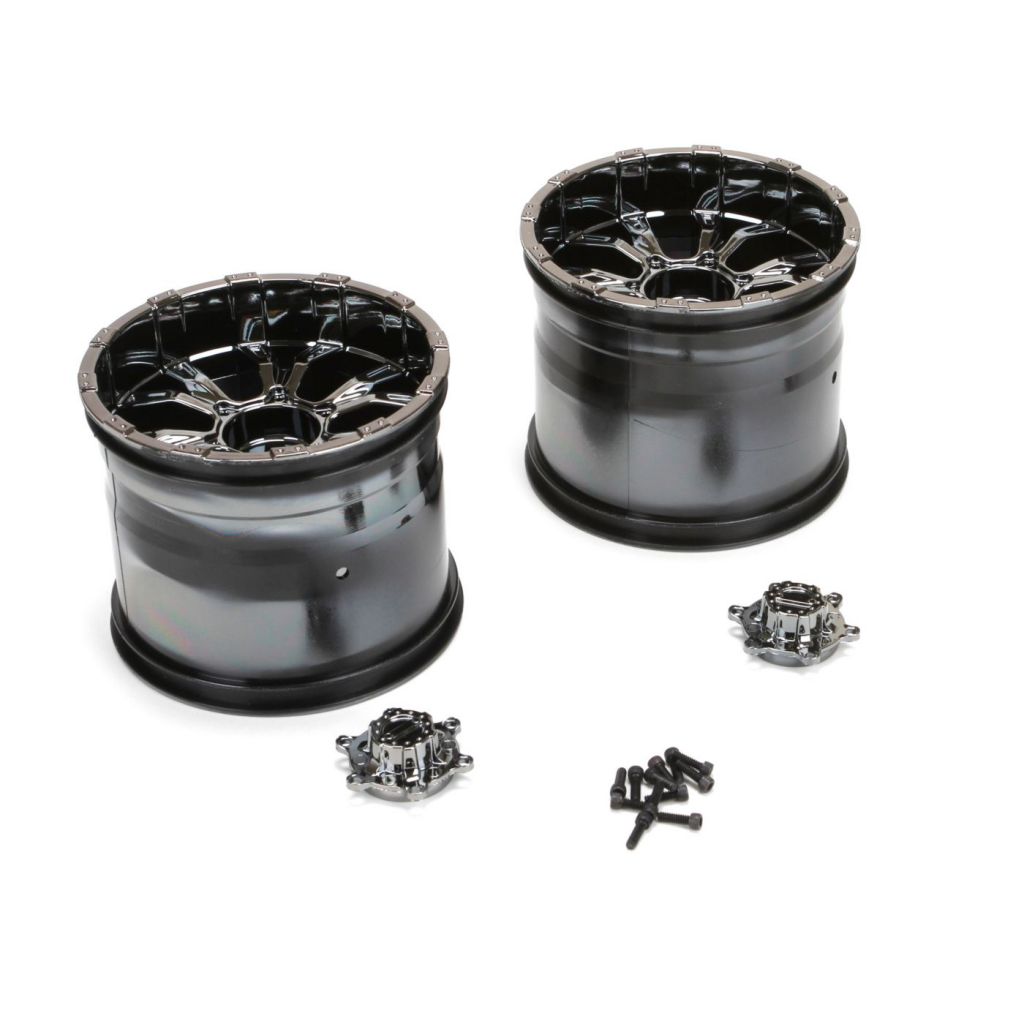 LST - Jantes 420S Force avec enjoliveur, chrome fum&eacute; (2) - HORIZON HOBBY - R&eacute;f&eacute;rence: LOS44000