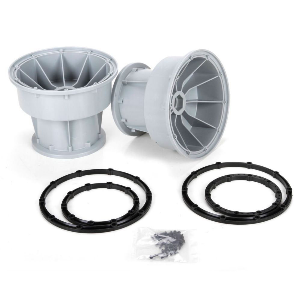 Silver Wheel & Black Bead Lock Rings (2): MTXL - HORIZON HOBBY - R&eacute;f&eacute;rence: LOS45013