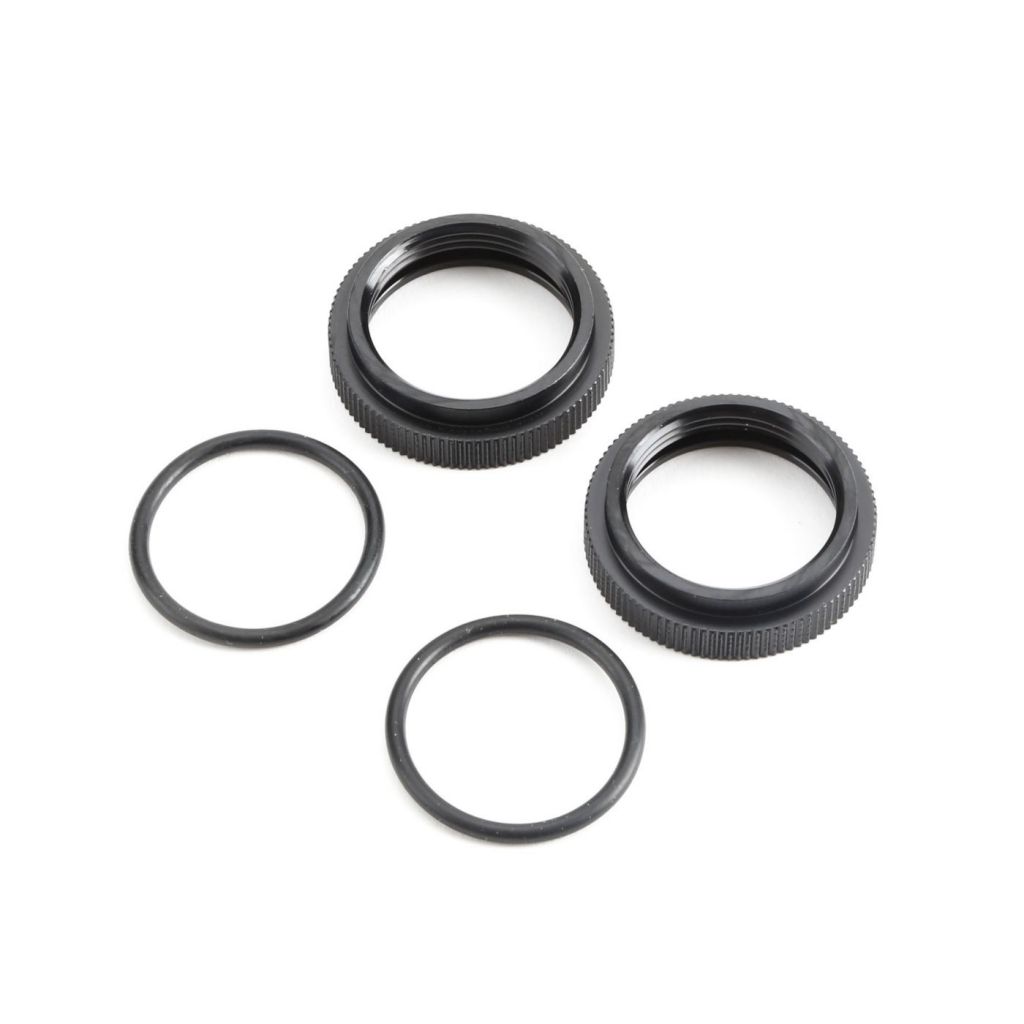 Shock Adjuster Nut w/O-ring, AL, Blk(2):5B,5T,MINI - HORIZON HOBBY - R&eacute;f&eacute;rence: TLR253000