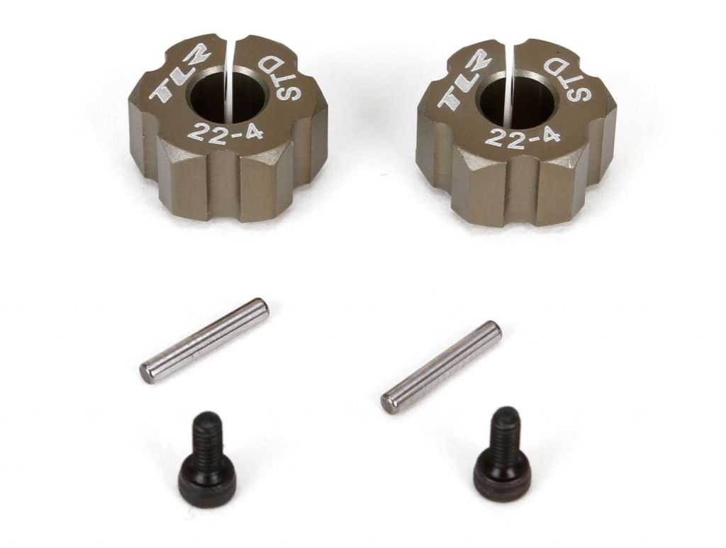 24 - Hexagone de roues arri&egrave;re en aluminium, largeur standard - HORIZON HOBBY - R&eacute;f&eacute;rence: TLR332010