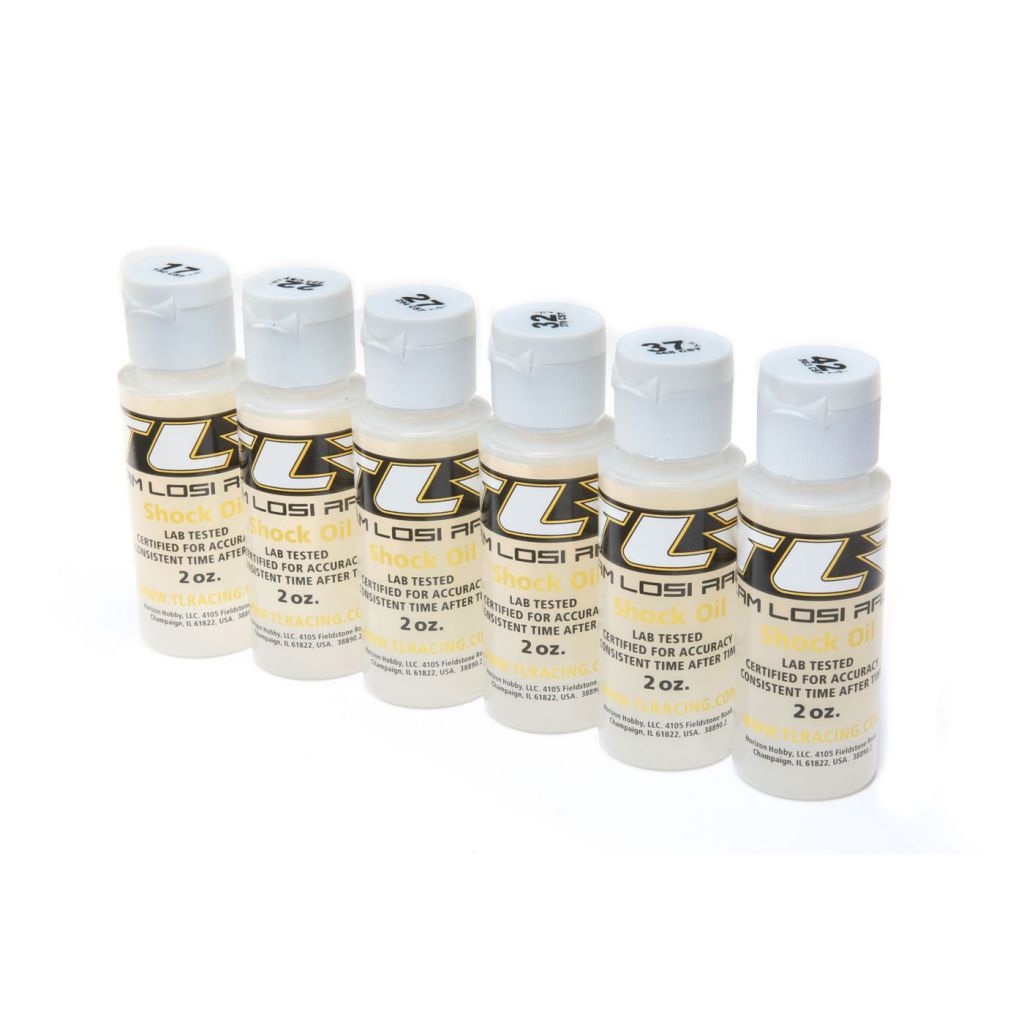 Assortiment de 6 flacons d'huile silicone d'amortisseur 17.5,22.5,27.5,32.5,37.5, 42.5 en 60ml - HORIZON HOBBY - R&eacute;f&eacute;rence: TLR7