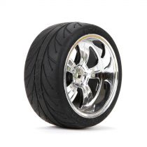 Pneus arri&egrave;re 54x30mm mont&eacute;s sur jantes chrom&eacute;es 5 b&acirc;tons (2) - HORIZON HOBBY - R&eacute;f&eacute;rence: VTR43039