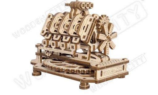 Moteur V8 - Maquertte en bois &agrave; construire - PUZZLE 3D WOODEN CITY