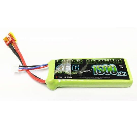 Accu LIPO pour appareil radiocommand&eacute; Accu LiPo Black Lithium 1500mAh 45C 2S z03l9150320