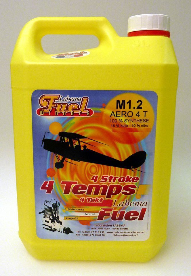 Carburant LABEMA a&eacute;ro M1.2 10% nitro moteur 4T en bidon de 5L - M20