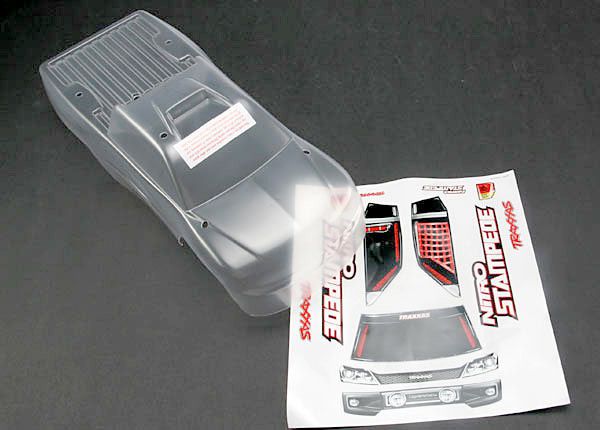 CARROSSERIE TRANSPARENTE STAMPEDE NITRO AVEC AUTOCOLLANTS