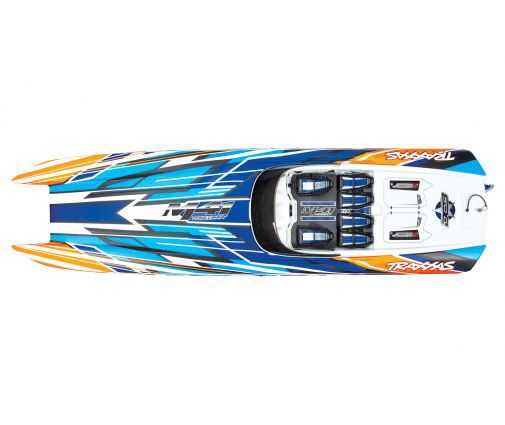 CATAMARAN DCB M41 40\'\' RTR TQi TSM (Blanc, Bleu, Orange) - SANS AQ/CHG - TRX57046-4-ORNGX- TRAXXAS