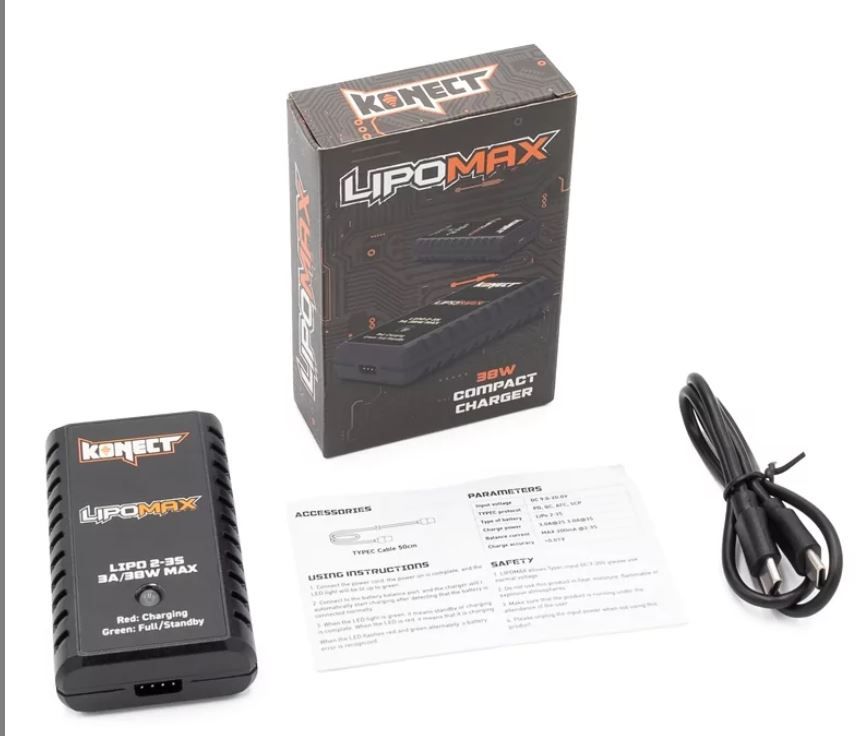 Chargeur LIPOMAX compact LiPo 2-3S 38W KN-LIPOMAX 
