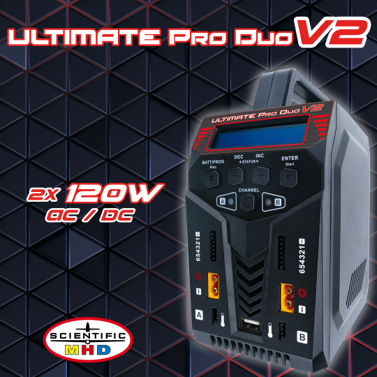 Chargeur pour accu pour appareil radiocommand&eacute; ULTIMATE PRO DUO V2 2 X 120W S022056