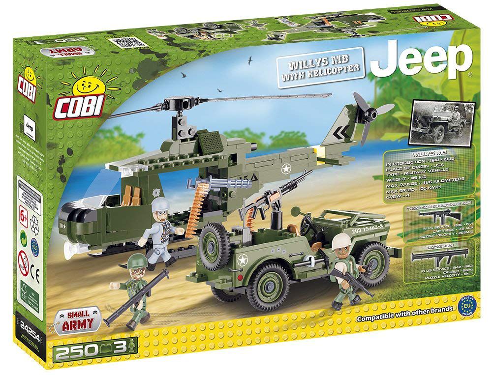 Cobi - 24254 - Small Army - Jeep Willys MB + h&eacute;licopt&egrave;re 250 pi&egrave;ces 3 personnages