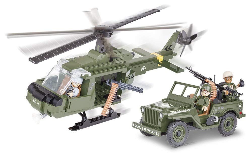 Cobi - 24254 - Small Army - Jeep Willys MB + h&eacute;licopt&egrave;re 250 pi&egrave;ces 3 personnages