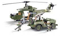 Cobi - 24254 - Small Army - Jeep Willys MB + h&eacute;licopt&egrave;re 250 pi&egrave;ces 3 personnages