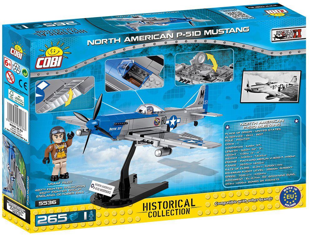 COBI 5536 - Small Army - North American P-51D Mustang 265 pi&egrave;ces 1 personnage