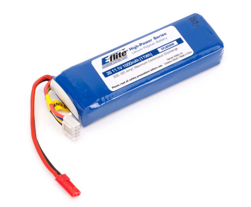 E-FLITE Accu Li-Po 1000mA 3S 11,1v 20C, prise JST - R&eacute;f&eacute;rence: EFLB0998 remplac&eacute; par EFLB8003SJ