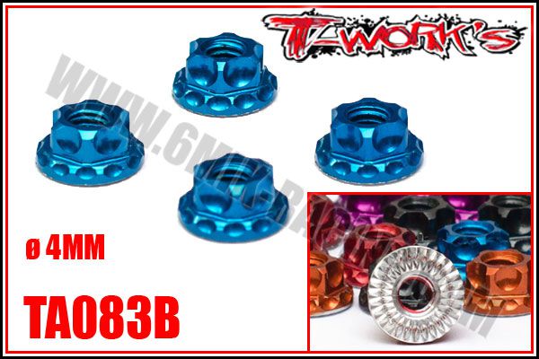 &Eacute;crous de Roues &oslash;4mm \ Bleu\  All&eacute;g&eacute;s T-WORK\'S (4 Pcs)