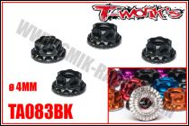 &Eacute;crous de Roues &oslash;4mm \ Noir\  All&eacute;g&eacute;s T-WORK\'S (4 Pcs)