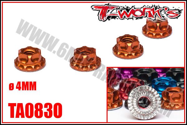 &Eacute;crous de Roues &oslash;4mm \ Orange\  All&eacute;g&eacute;s T-WORK\'S (4 Pcs)