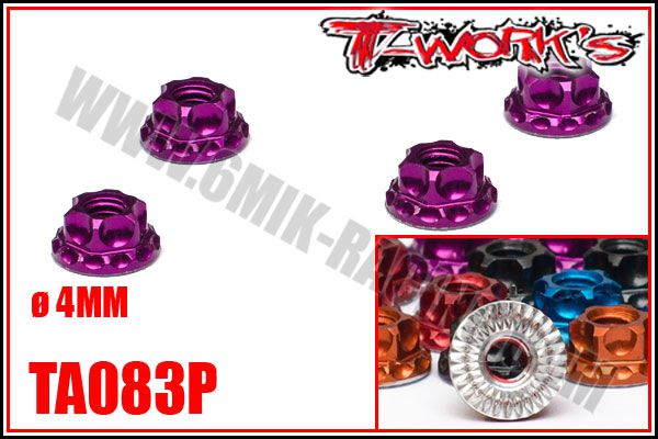 &Eacute;crous de Roues &oslash;4mm \ Purple\  All&eacute;g&eacute;s T-WORK\'S (4 Pcs)