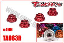 &Eacute;crous de Roues &oslash;4mm \ Rouge\  All&eacute;g&eacute;s T-WORK\'S (4 Pcs)