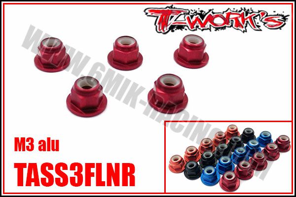 Ecrous Nylstop &Eacute;paul&eacute;s M3 Alu \ Rouge\  T-Work\'s (5 Pcs)