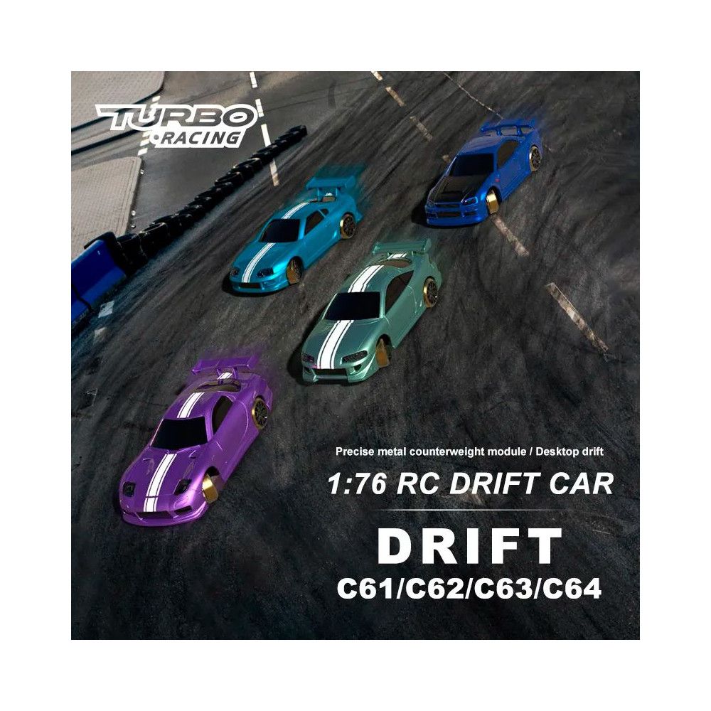 Ensemble 1/76&egrave;me micro drift voiture verte + piste drift - TB-C62-COMBO